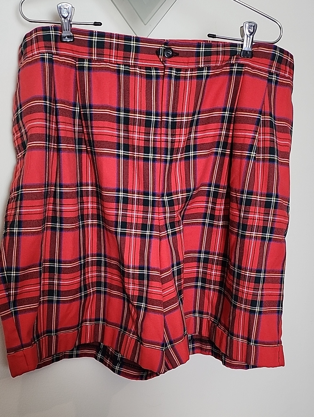 Fundamental Things Vintage Pleated Red Plaid Shorts